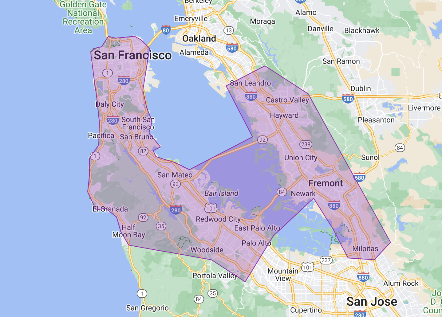 Sticky Thumb delivery service area