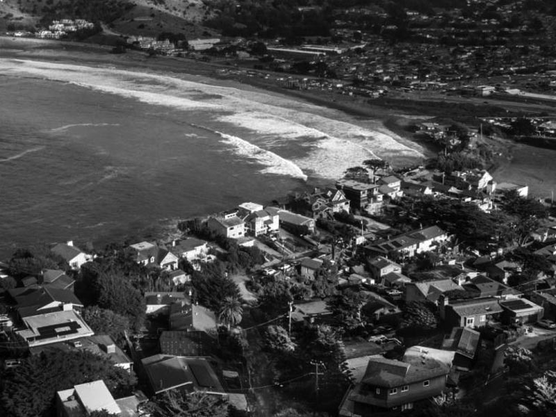 Aerial View Pacifica Weed Delivery Neighborhood Service Area With Coastline in Background