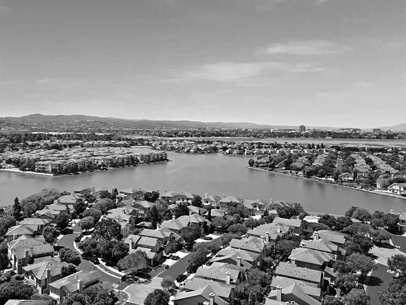 Aerial View Redwood City Weed Delivery Neighborhood Service Area Homes