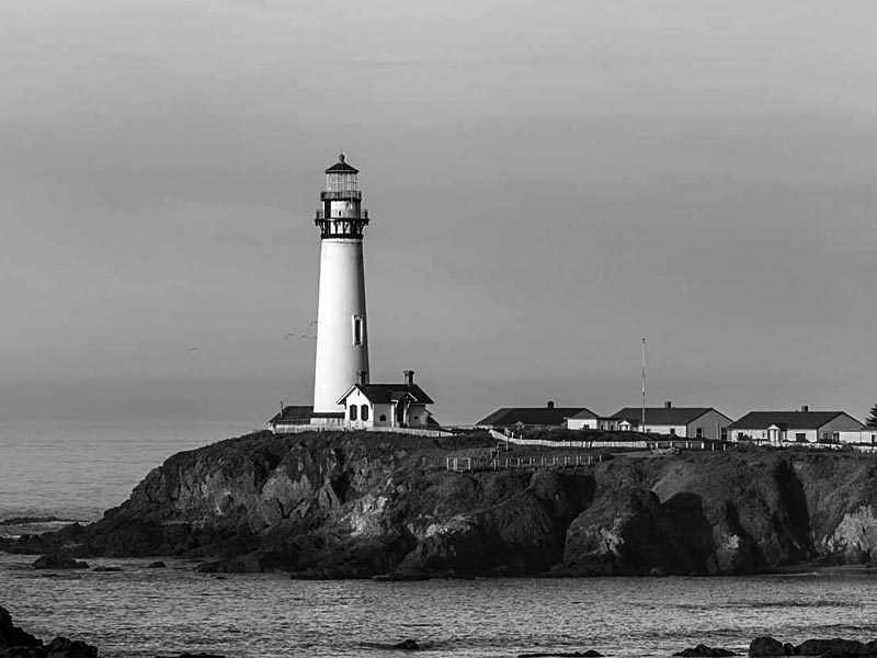 Lighthouse in Moss Beach, CA sitting on a spectacular bluff overlooking the Pacific Ocean.