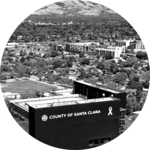 Santa Clara County Government Building and Residential Homes in the Background