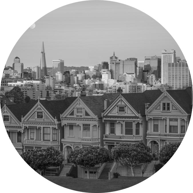 Painted Ladies Row of Townhomes in San Francisco Neighborhood